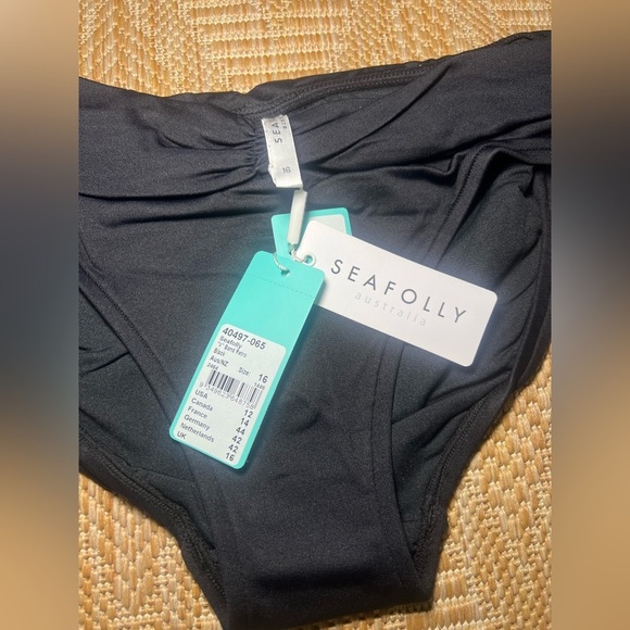 SEAFOLLY Women's V-Band Retro Black Bathing Suit Bottom, US Size 12, NWT - Picture 3 of 9